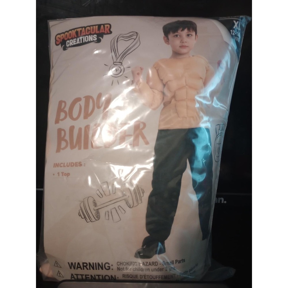 Spooktacular Creations Body Builder Muscle Costume Top Kids XL 12-14